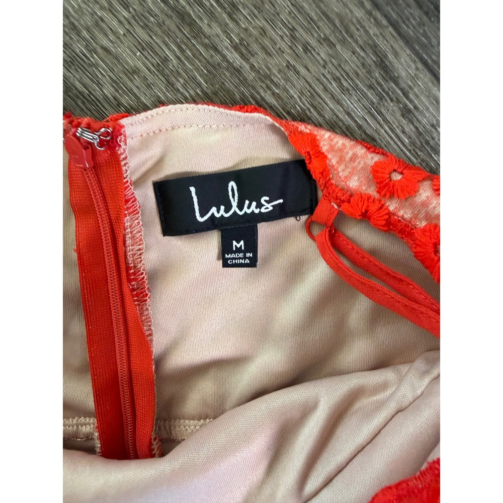 Lulus Someday Swoon Red Floral Embroidered Tiered Midi Dress Ruffle Strap Size M - Picture 2 of 8